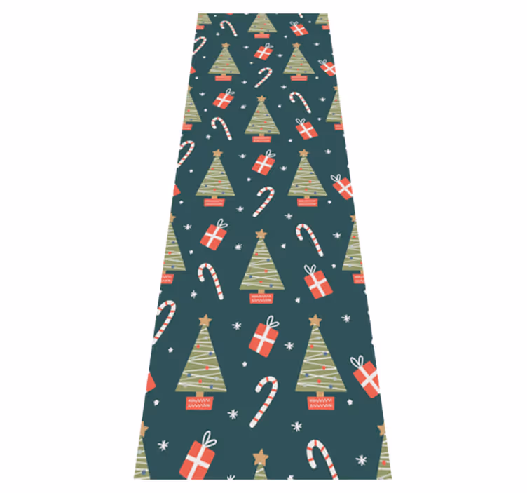 Christmas vinyl carpet with colorful trees and gifts - TenStickers