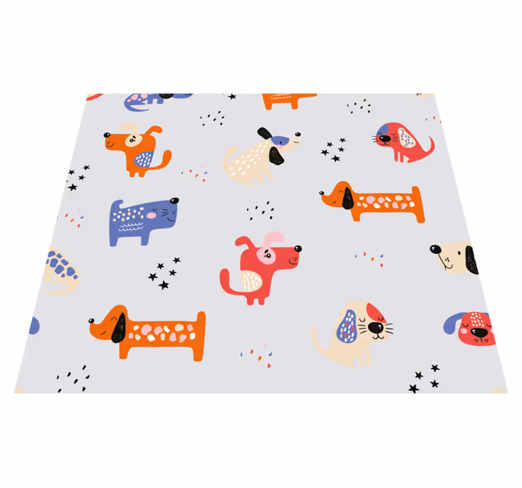Bedroom vinyl carpet with illustrated dogs - TenStickers