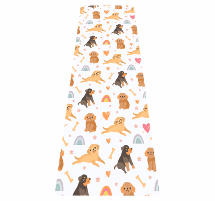 Cute dog and rainbow pattern bedroom vinyl carpet - TenStickers