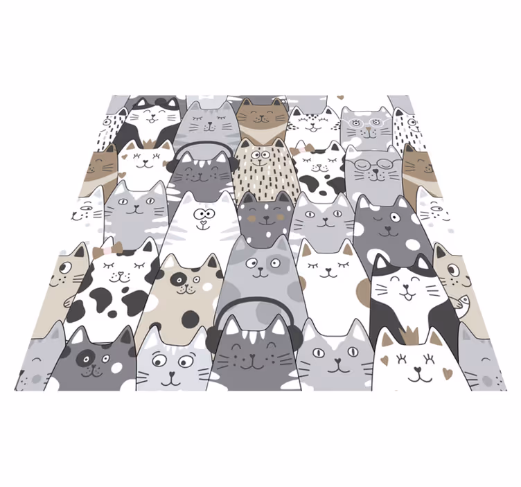 Bedroom vinyl carpet cartoon cats - TenStickers