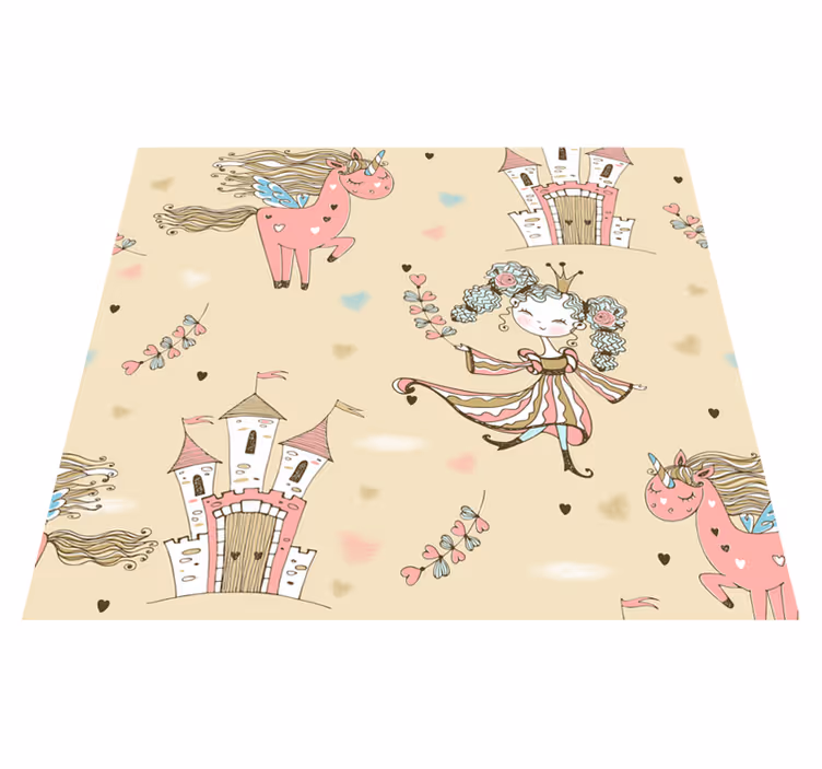 Unicorn castle and princess bedroom vinyl carpet - TenStickers