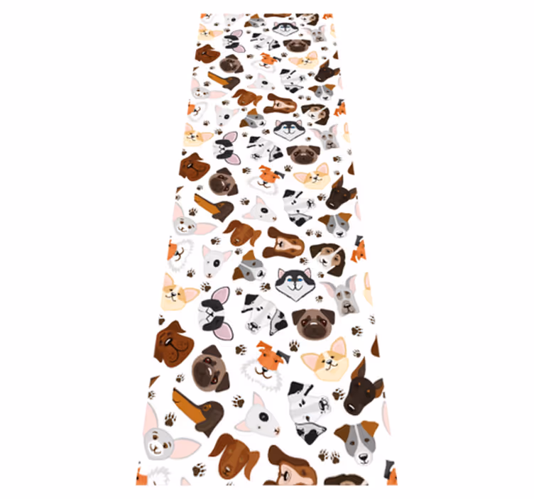 Bedroom vinyl carpet featuring dog breed heads - TenStickers
