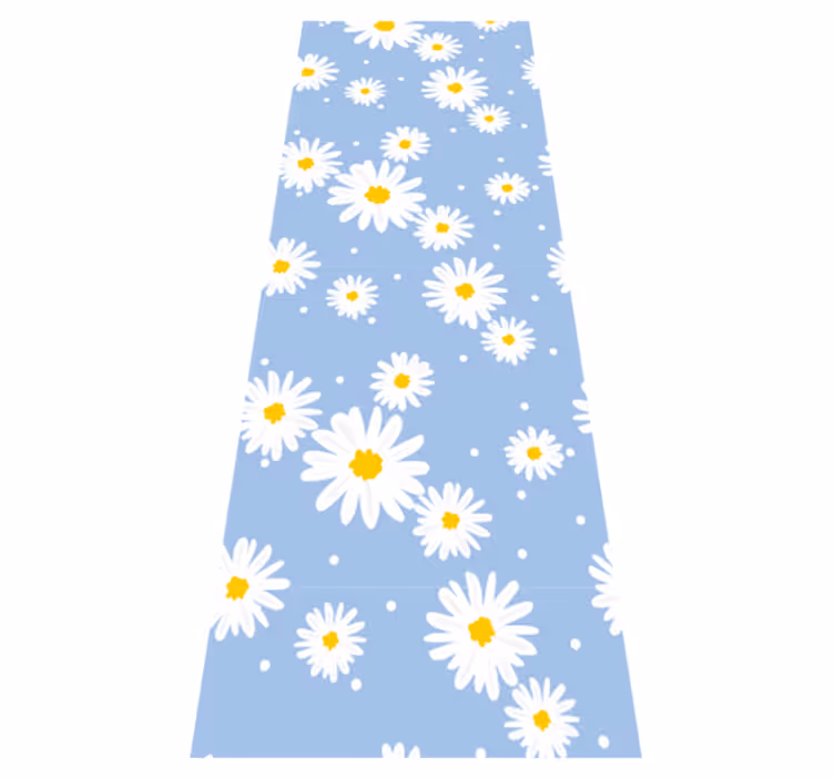Bedroom vinyl carpet with blue background and white flowers - TenStickers