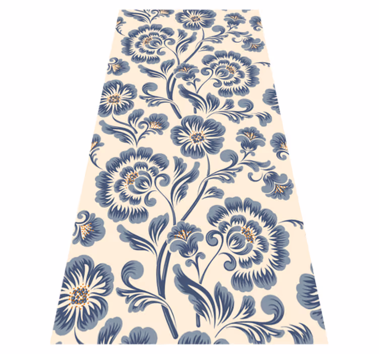 Bedroom vinyl carpet floral blue vintage design - TenStickers