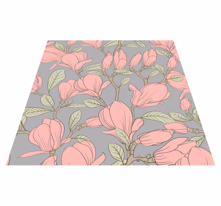 Bedroom vinyl carpet with pink flowers and leaves - TenStickers