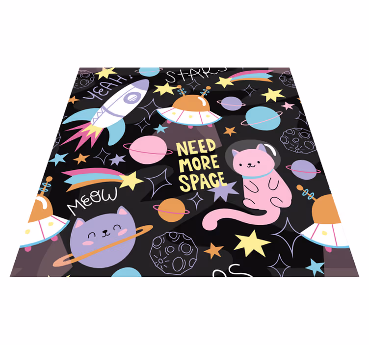 Kids vinyl carpet cats in space - TenStickers