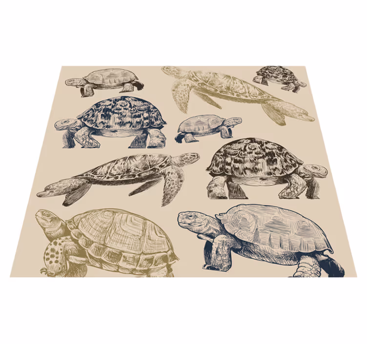 Turtles beige background bedroom vinyl carpet - TenStickers