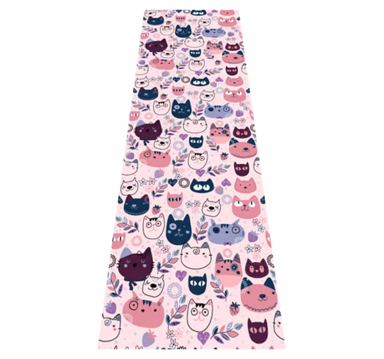 Bedroom vinyl carpet with pink cat fashion print - TenStickers