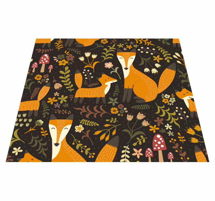 Kids vinyl carpet cute foxes design - TenStickers
