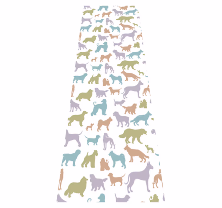 Bedroom vinyl carpet with pastel dog silhouettes - TenStickers