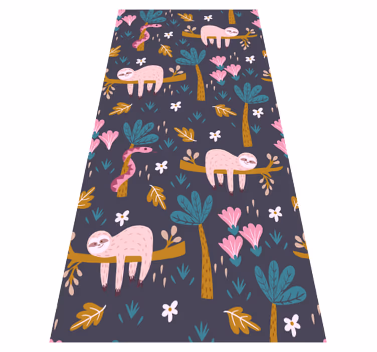 Bedroom vinyl carpet sloth and leaves design - TenStickers