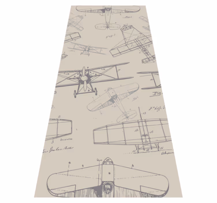Vintage planes pattern bedroom vinyl carpet - TenStickers