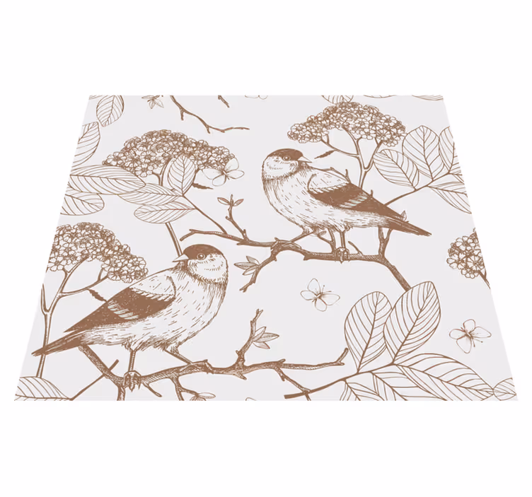 Bedroom vinyl carpet with grey and brown birds - TenStickers