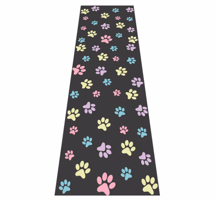 Bedroom vinyl carpet with vibrant dog paw prints - TenStickers