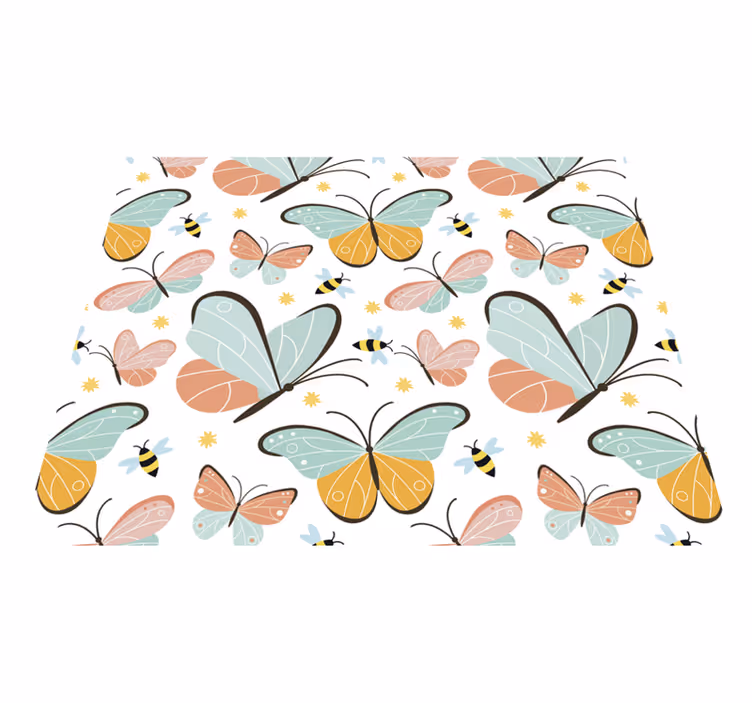 Bedroom vinyl carpet with butterflies and bees - TenStickers