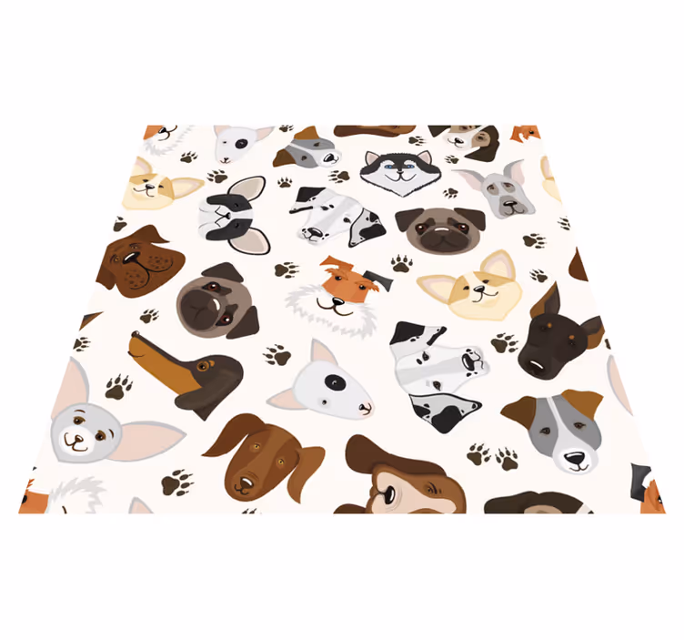 Cute mix puppy and dog pattern bedroom vinyl carpet - TenStickers