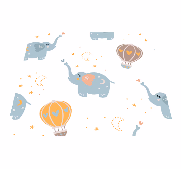 Bedroom vinyl carpet with adorable elephants for kids - TenStickers