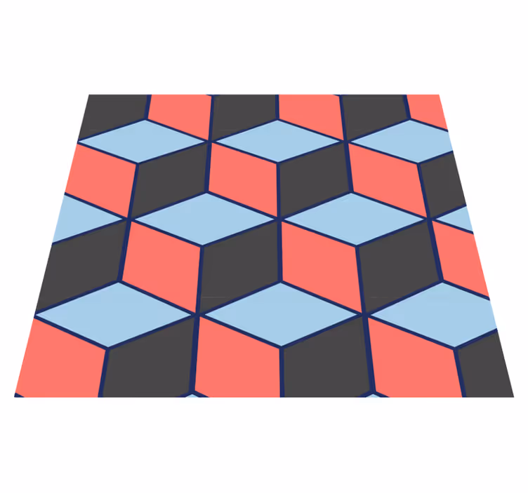 Bedroom vinyl carpet with 3d geometric squares - TenStickers