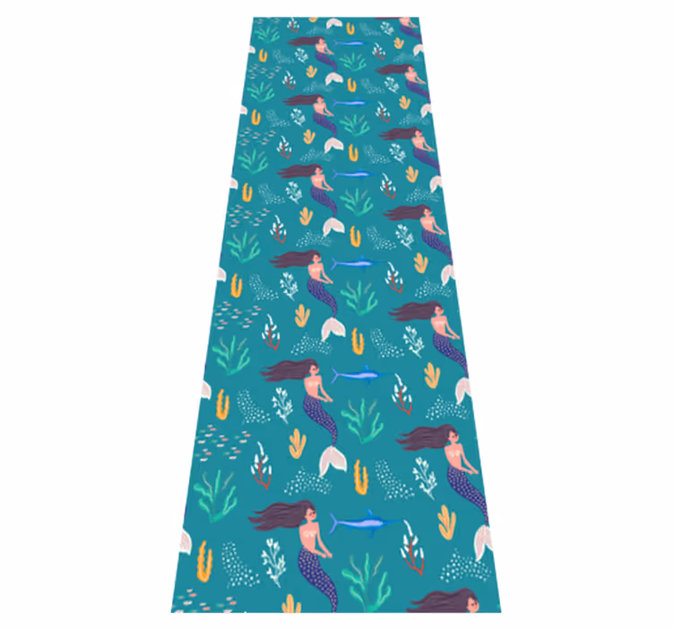 Bedroom vinyl carpet featuring mermaids and swordfish - TenStickers
