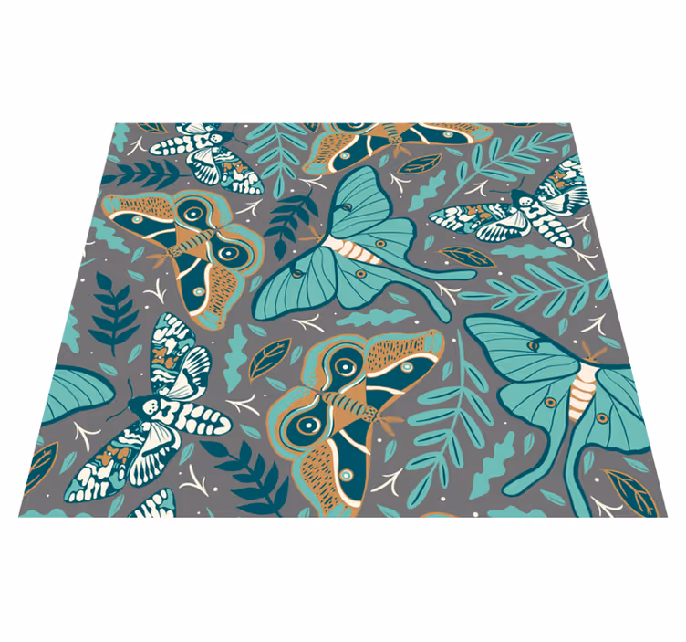 Green and blue butterflies bedroom vinyl carpet - TenStickers