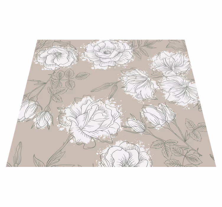 Vintage style peonies bedroom vinyl carpet - TenStickers