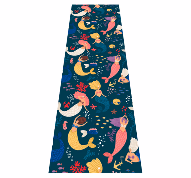 Bedroom vinyl carpet dark blue mermaid design - TenStickers