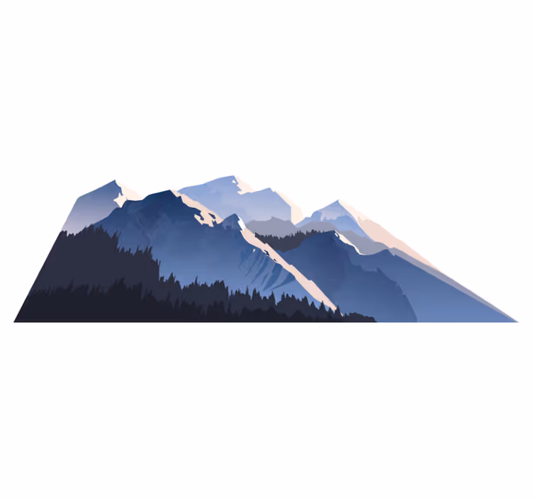 Nature vinyl carpet in grey forest, mountains, and sun - TenStickers