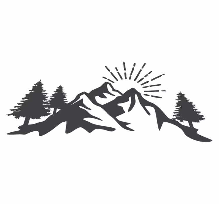 Nature vinyl carpet sun mountain silhouette - TenStickers