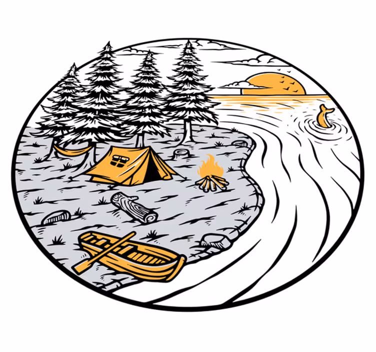 Nature vinyl carpet motorhome yellow scenery badge - TenStickers