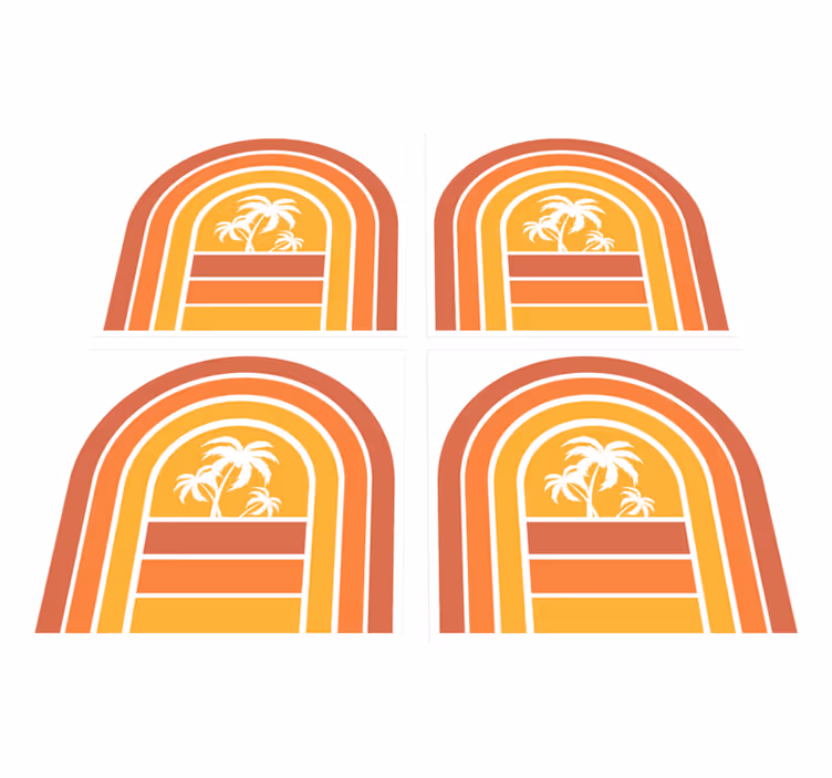 Nature vinyl carpet retro sunset and palms design - TenStickers