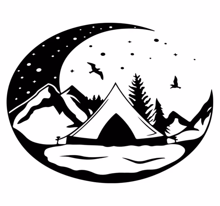Nature vinyl carpet mountains and moonlit night - TenStickers