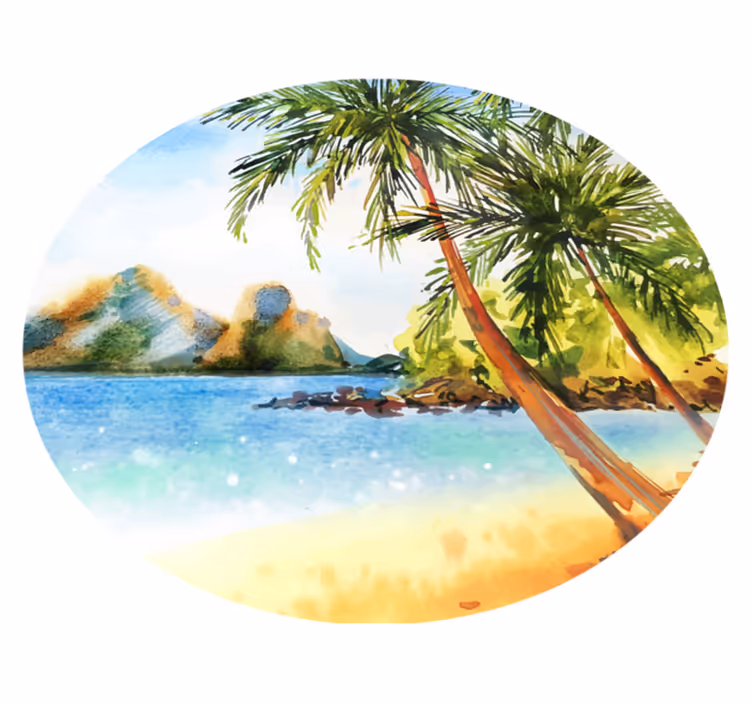 Nature vinyl carpet tropical palm shoreline - TenStickers