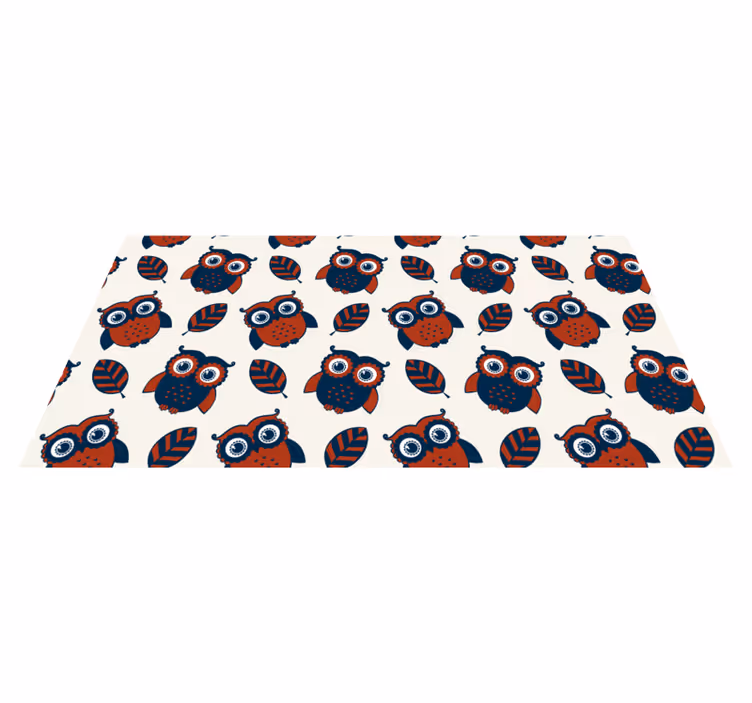 Nature vinyl carpet with blue and red owls pattern - TenStickers