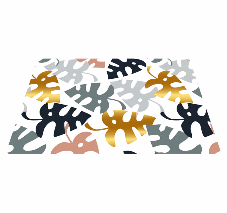 Nature vinyl carpet with golden multicolor leaves - TenStickers