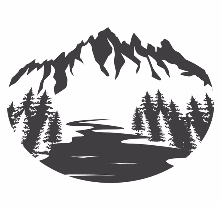 Nature vinyl carpet mountain landscape silhouette - TenStickers