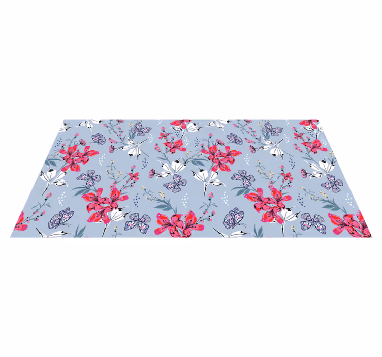 Nature vinyl carpet floral butterflies design - TenStickers