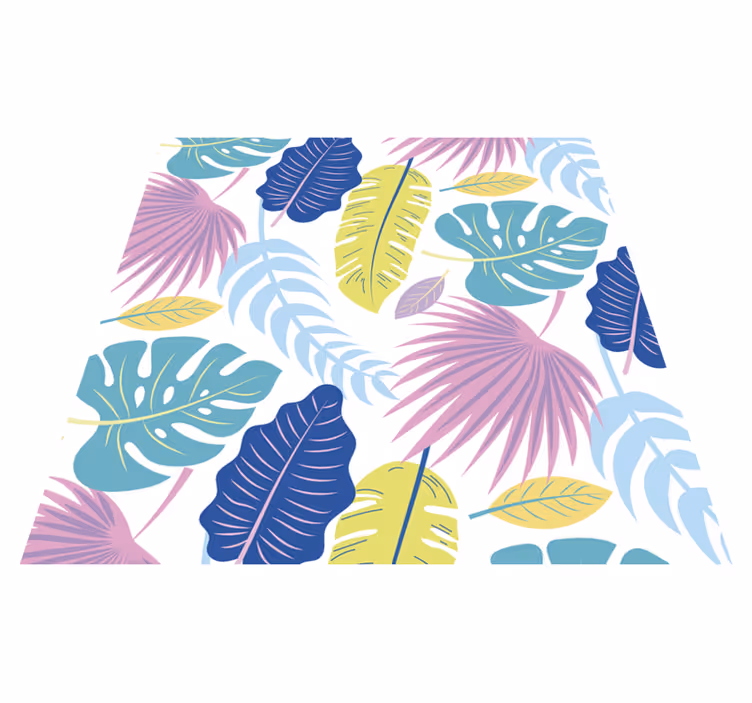 Nature vinyl carpet with vibrant leaf designs - TenStickers