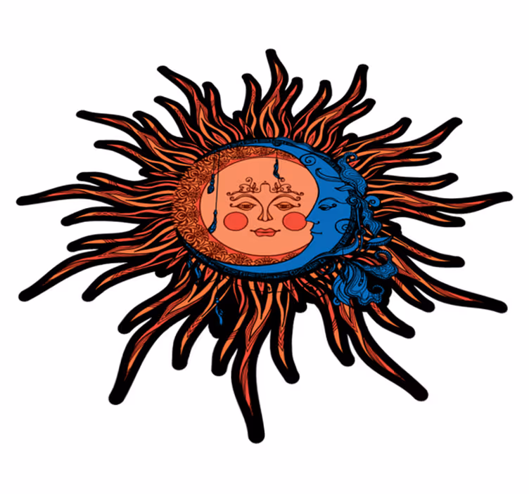 Nature vinyl carpet celestial sun and moon - TenStickers