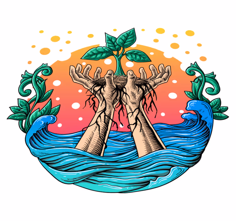 Nature vinyl carpet hands nurturing nature - TenStickers