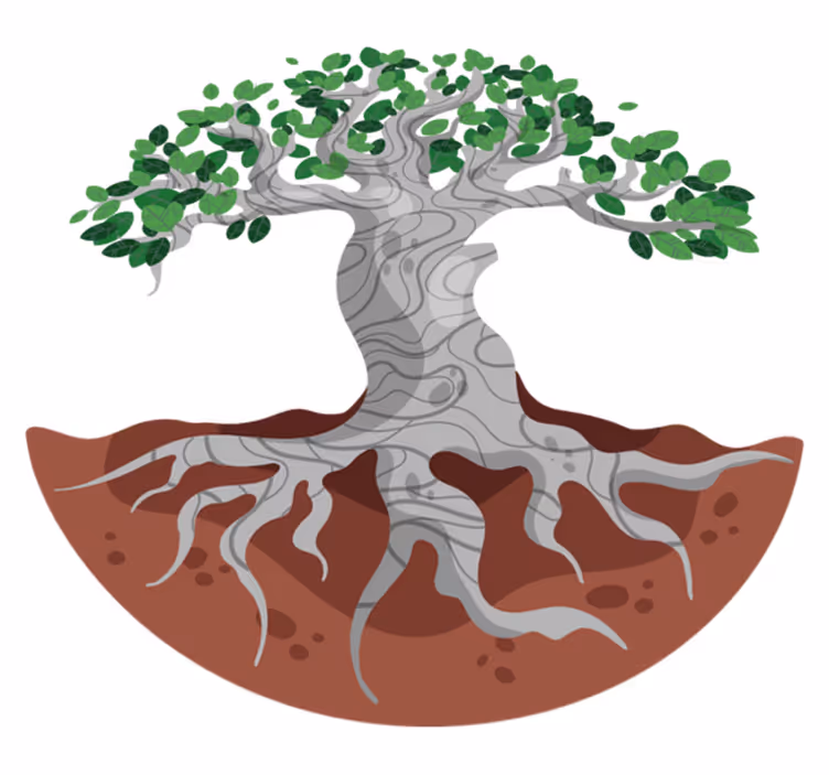 Nature vinyl carpet with artistic tree roots - TenStickers