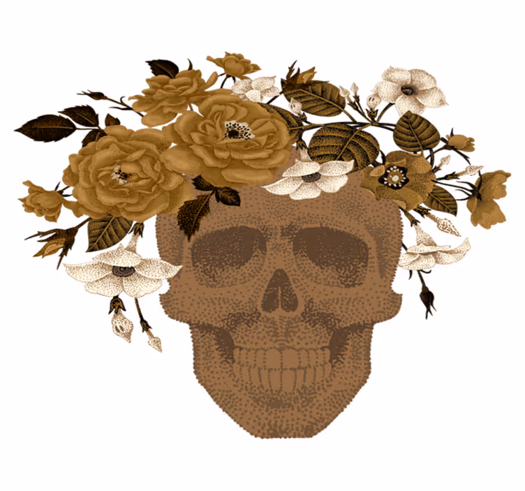 Nature vinyl carpet skull floral design - TenStickers