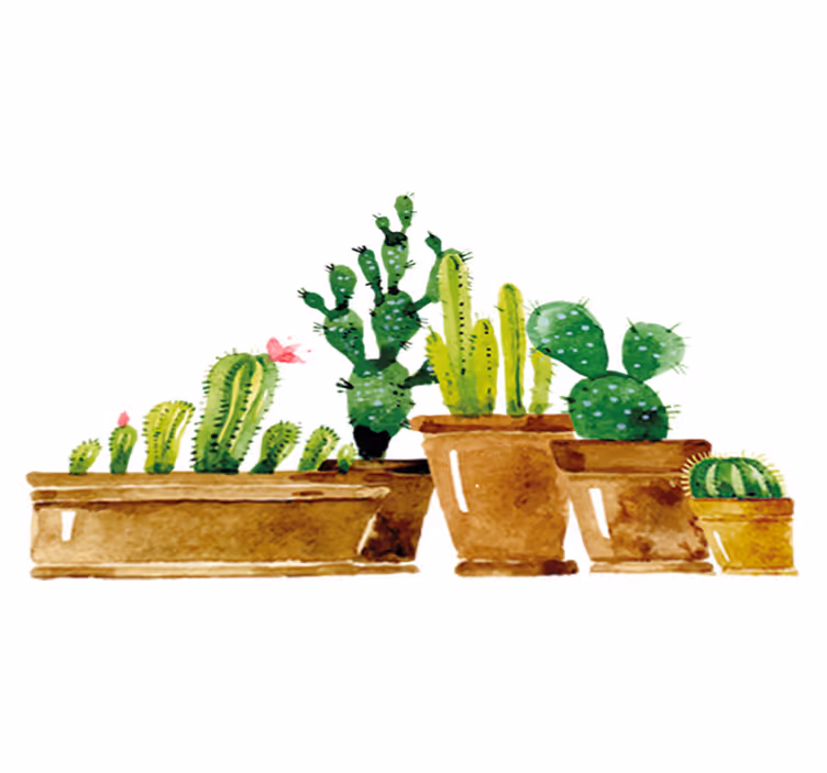 Floral vinyl carpet homemade cactus garden - TenStickers