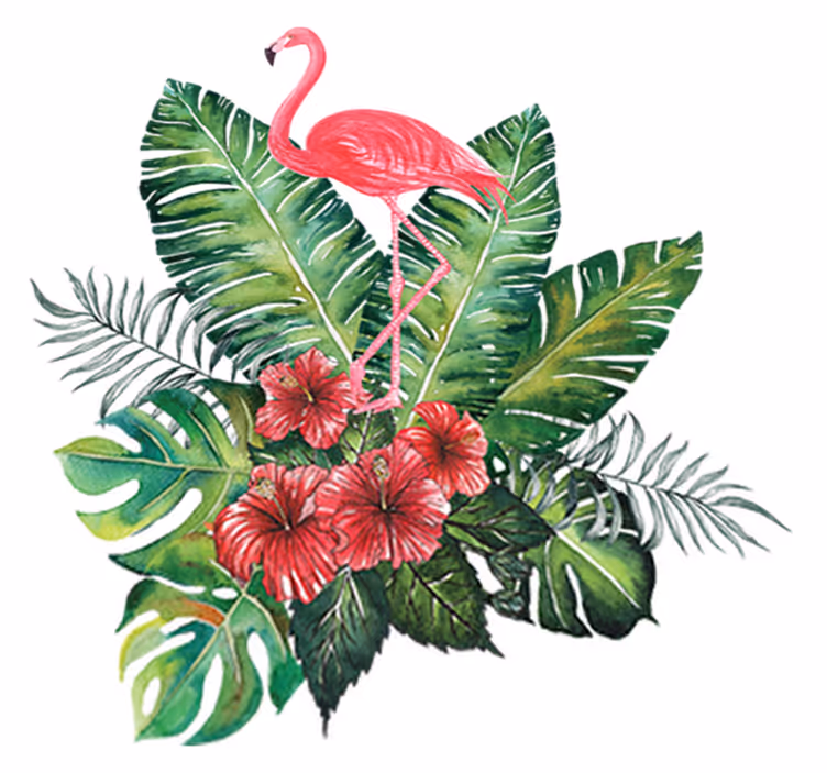 Floral vinyl carpet big tropical flamingo - TenStickers