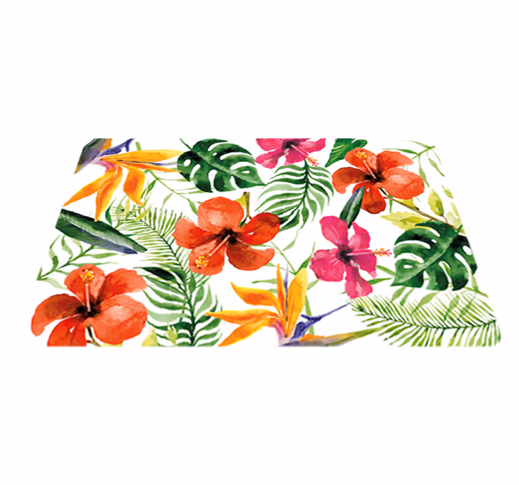 Floral vinyl carpet portable monstera stickers - TenStickers