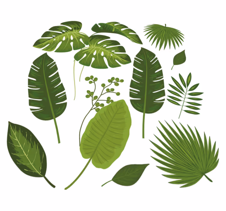 Variety of leaves floral vinyl carpet - TenStickers