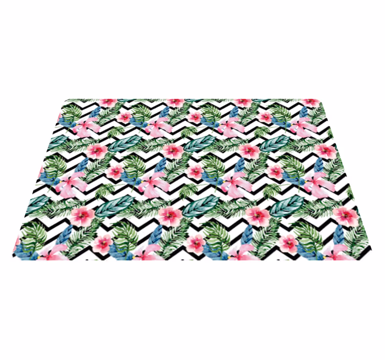 Floral vinyl carpet with zigzag tropical patterns - TenStickers