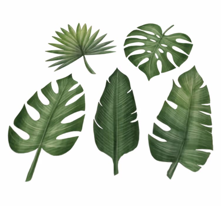 Floral vinyl carpet with large green leaves - TenStickers