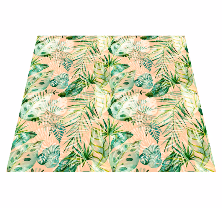 Floral vinyl carpet with pink floral leaves design - TenStickers