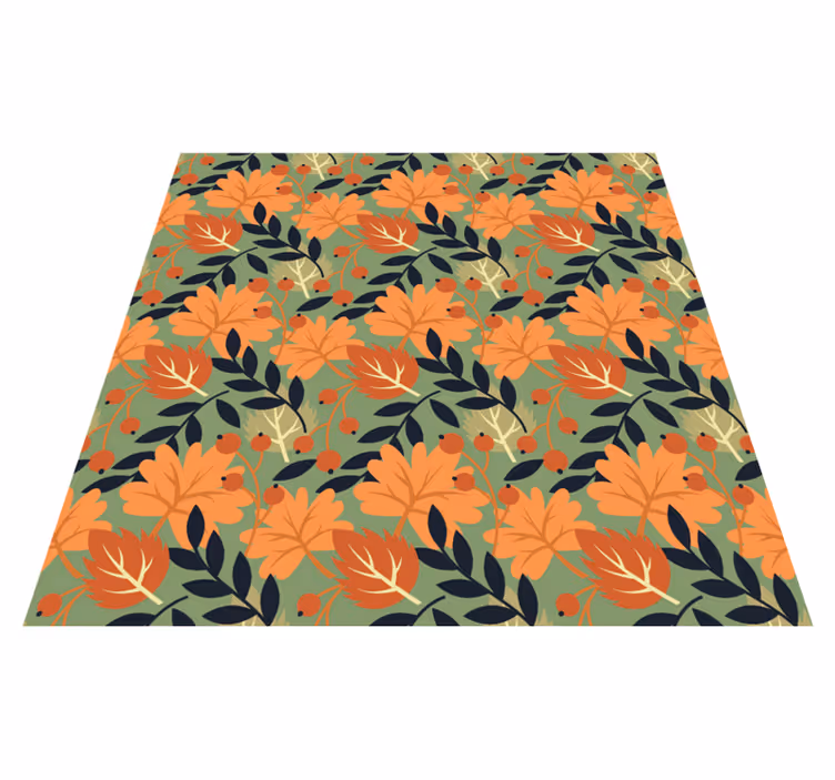 Floral vinyl carpet with large autumn leaf design - TenStickers