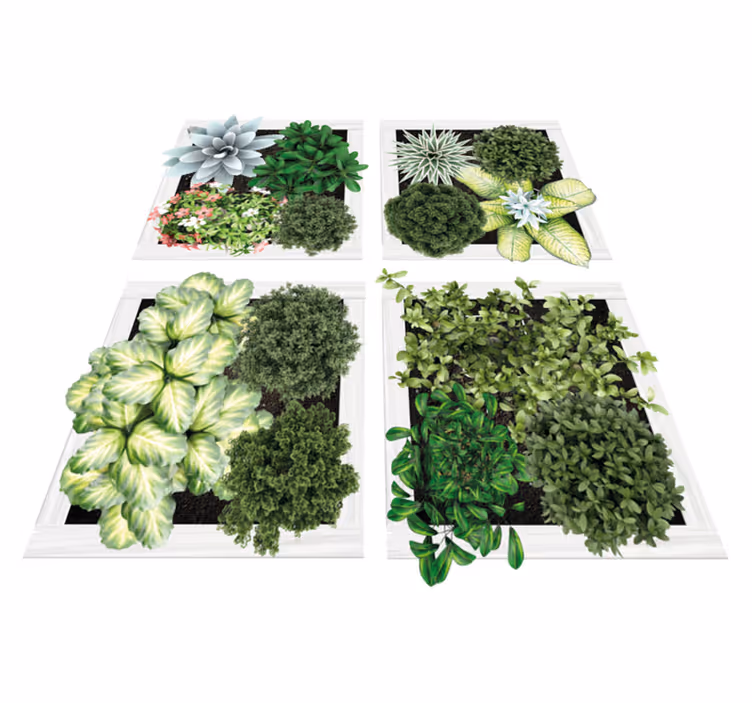 Floral vinyl carpet vertical garden tiles - TenStickers